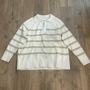 Aerie Cream and Tan Striped Sweater